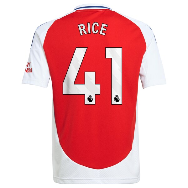 Declan Rice Arsenal adidas Youth 2024/25 Home Replica Player Jersey – Red