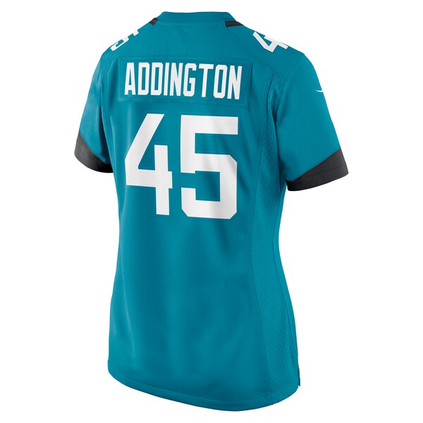 Tucker Addington Jacksonville Jaguars Nike Women's Team Game Jersey -  Teal