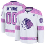 Chicago Blackhawks  2024 Hockey Fights Cancer Custom Practice Jersey - White