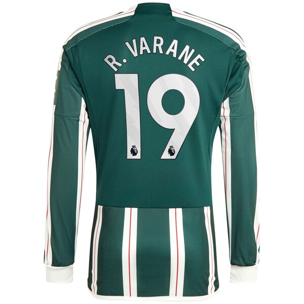 Raphael Varane Manchester United adidas 2023/24 Away Long Sleeve Replica Player Jersey - Green/Red