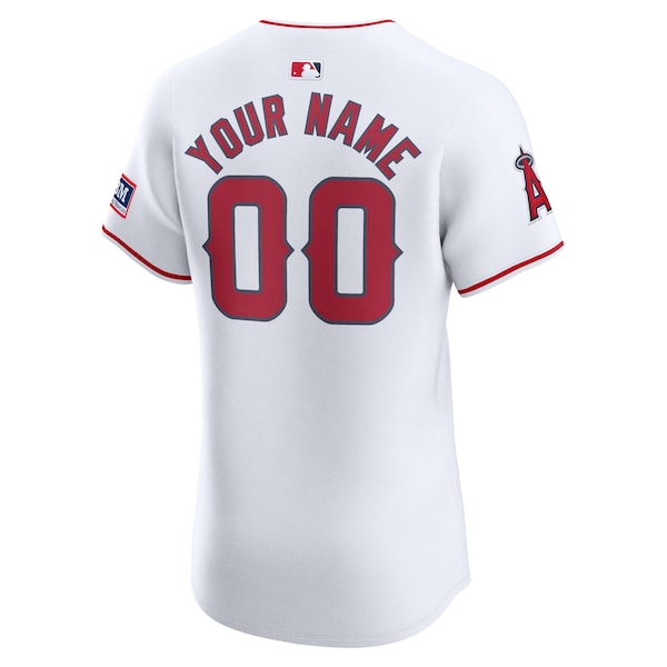 Los Angeles Angels Nike Home Elite Custom Patch Jersey - White