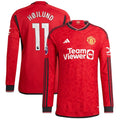 Rasmus Højlund Manchester United adidas 2023/24 Home Authentic Long Sleeve Player Jersey – Red