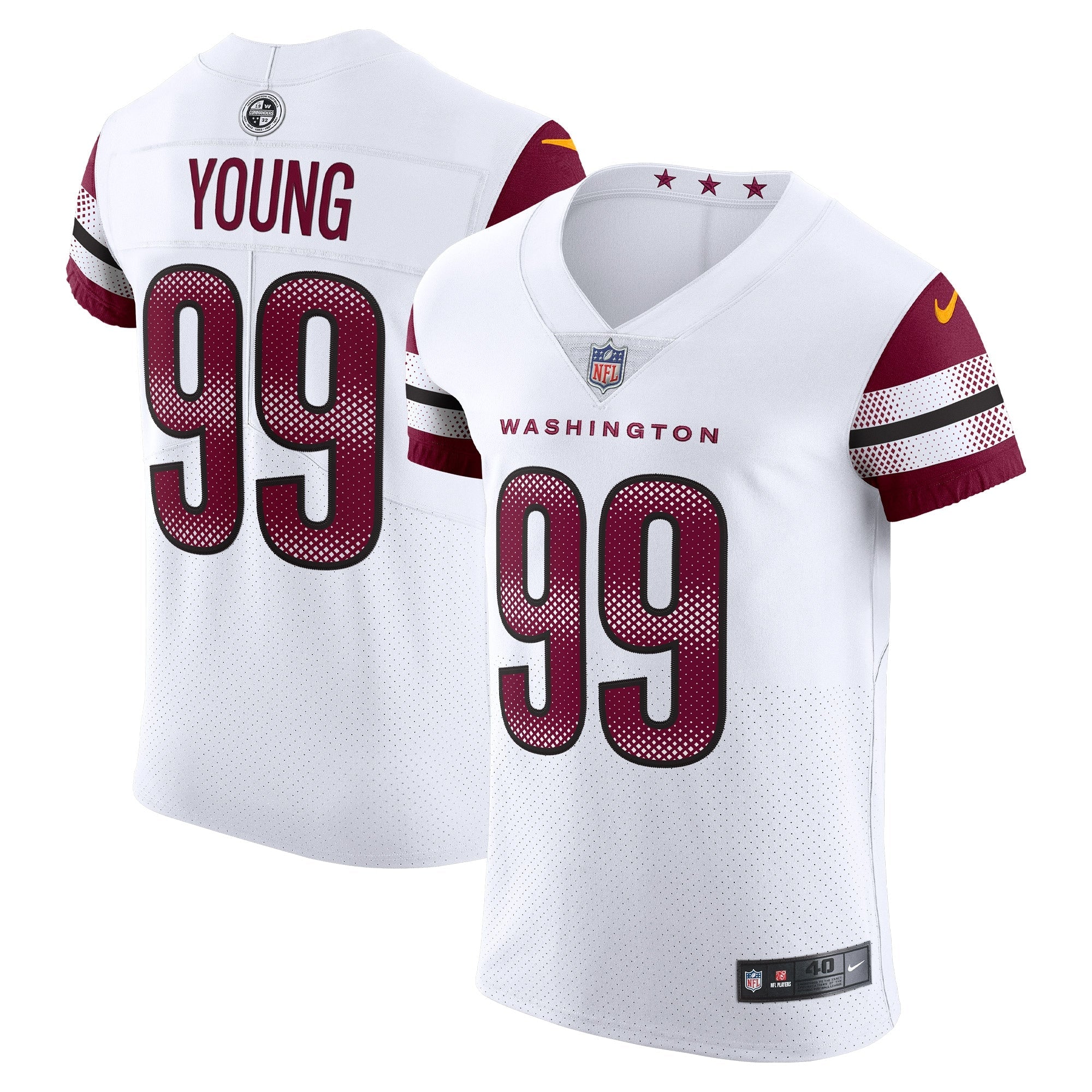 Chase Young Washington Commanders Nike Alternate Vapor Elite Jersey - Black/Burgundy/White