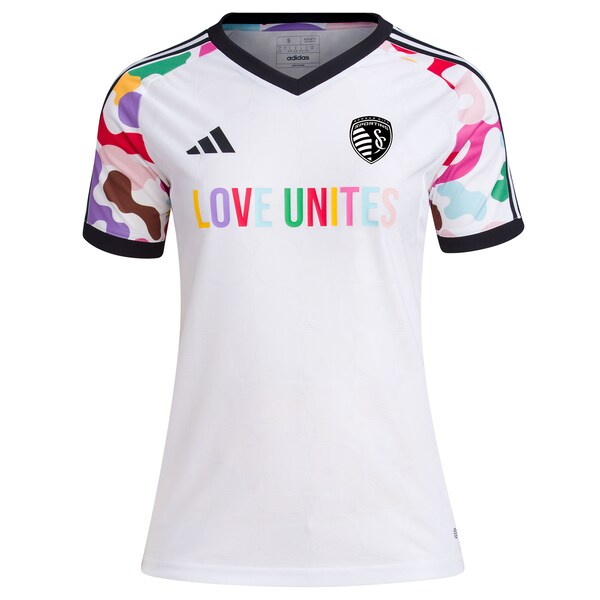 Sporting Kansas City adidas Women's 2024 Pride Pre-Match Top - White