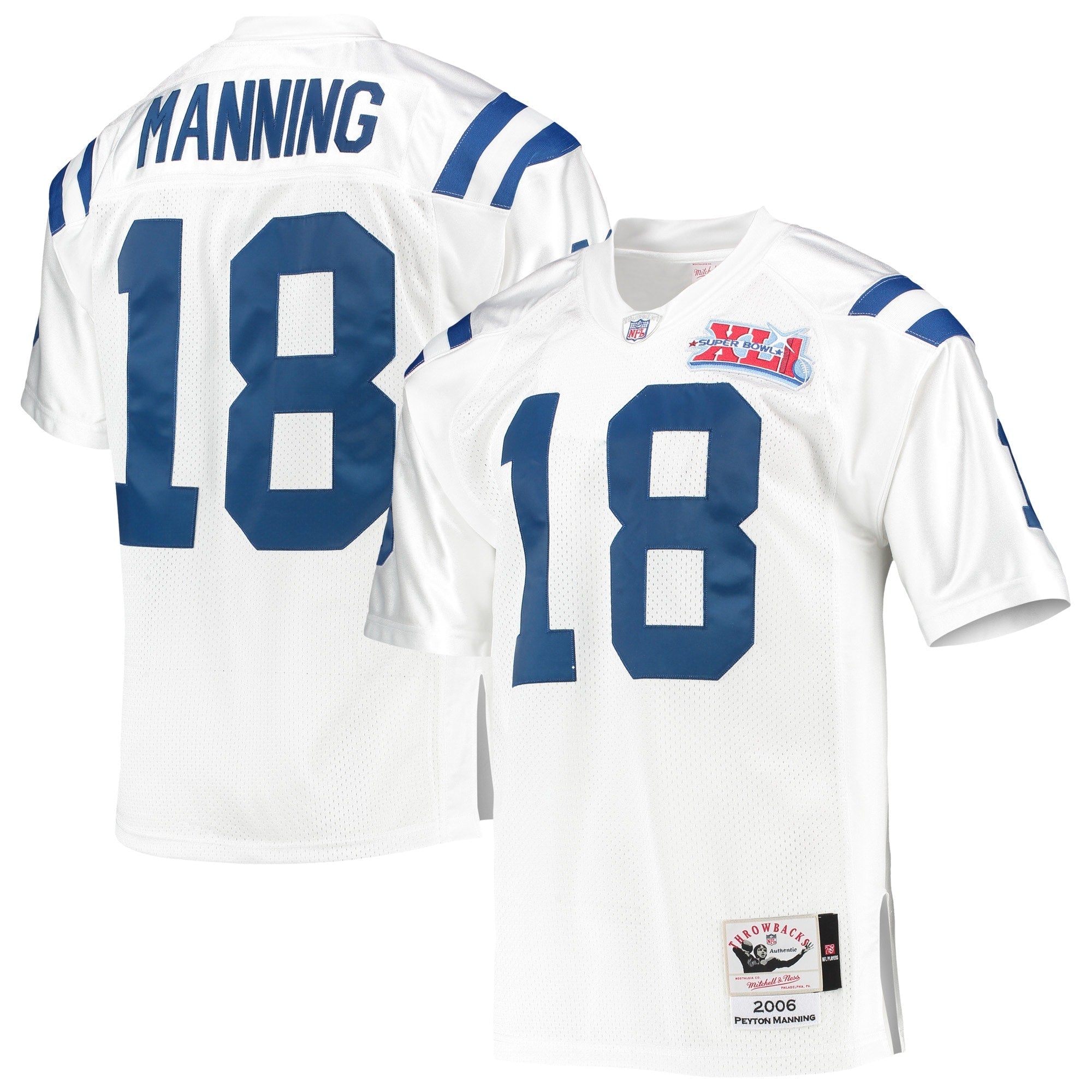 Peyton Manning Indianapolis Colts 1998 Authentic Throwback Retired Player Jersey - Royal/White