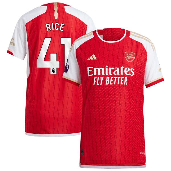 Declan Rice Arsenal adidas 2023/24 Home Authentic Player Jersey - Red/Yellow