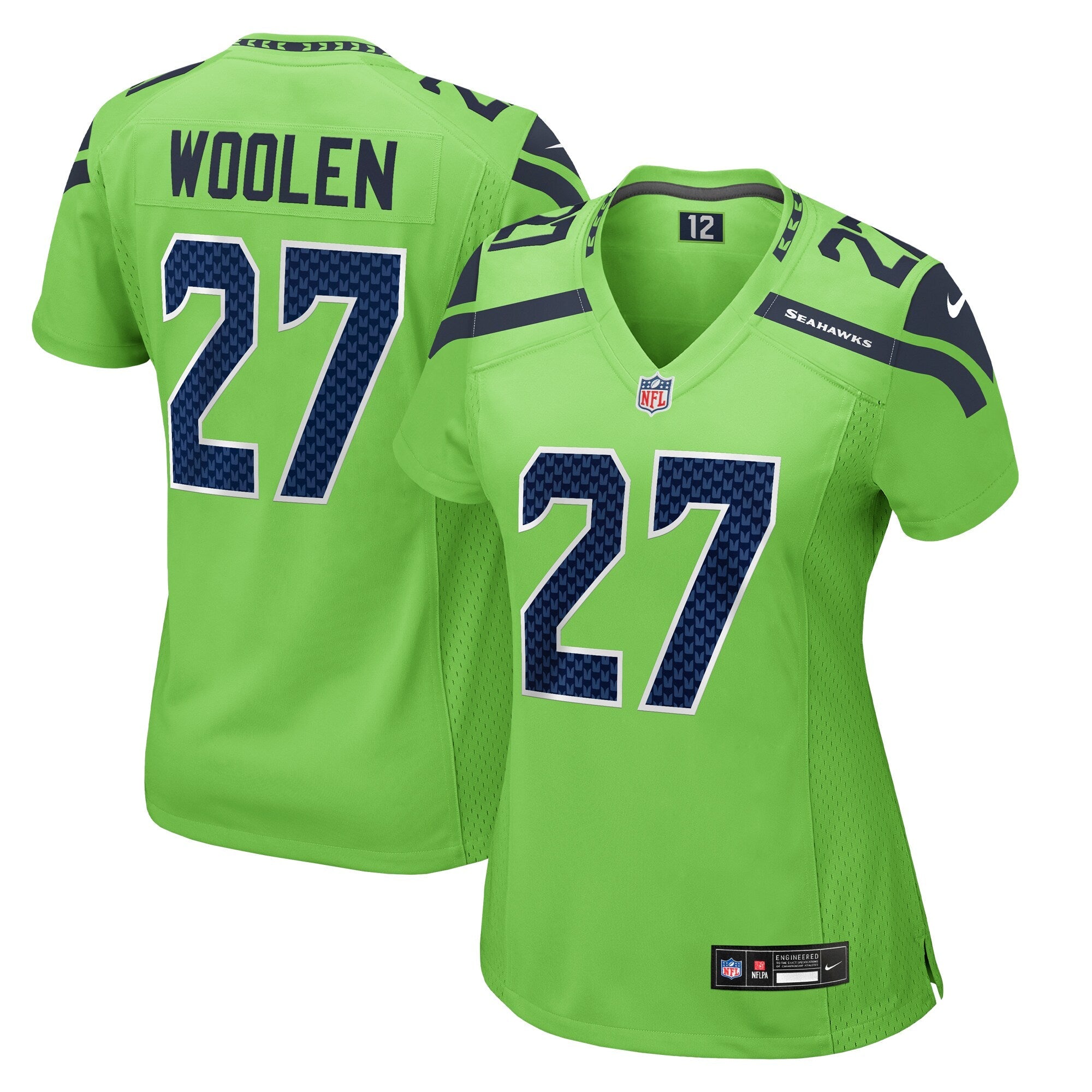 Tariq Woolen Seattle Seahawks Nike Women's Throwback Player Game Jersey - Royal/Navy/Neon Green