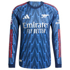 Arsenal adidas 2025/26 Away Authentic Long Sleeve Jersey with Patch - Blue/Red