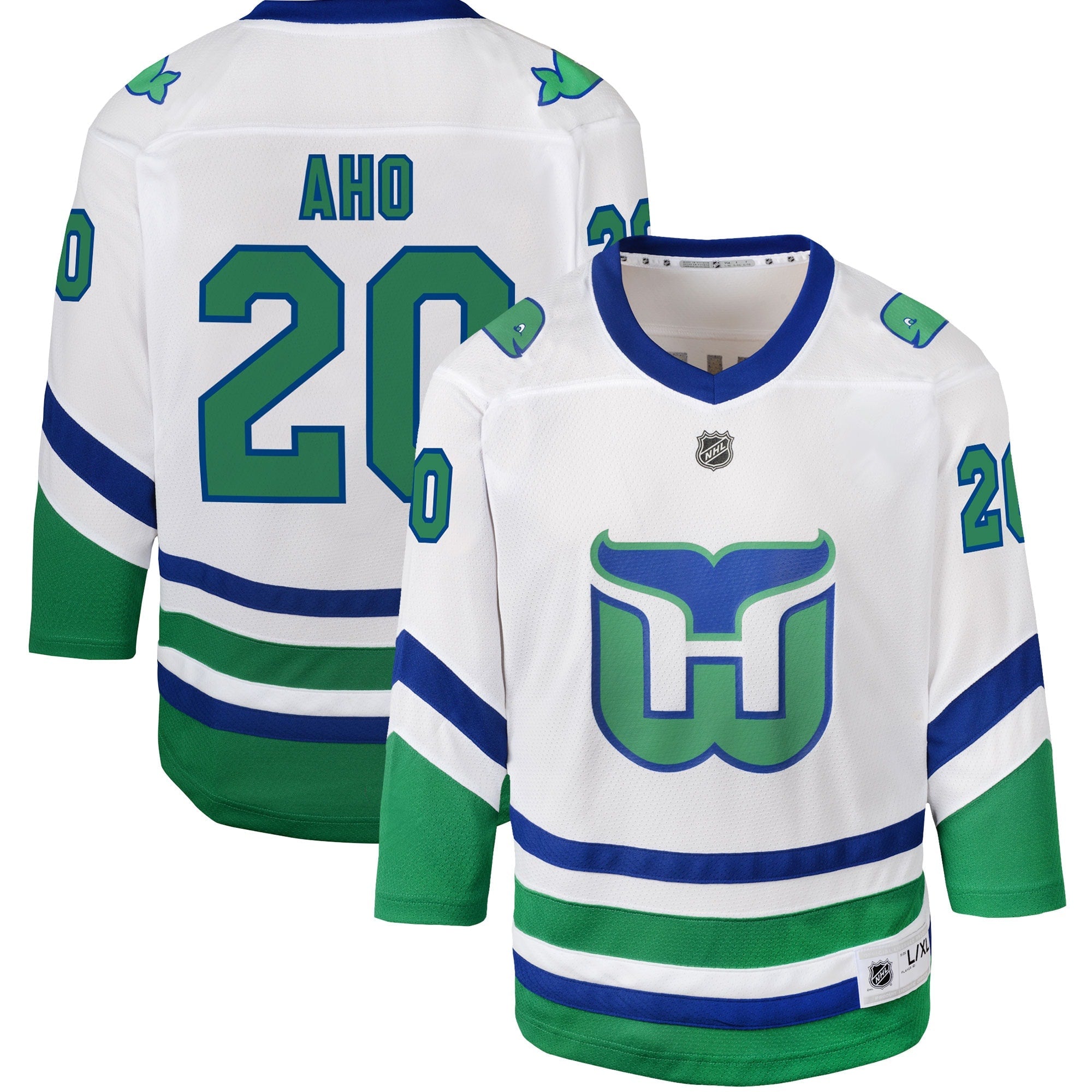 Sebastian Aho Carolina Hurricanes Youth Home Replica Player Jersey - Black/White