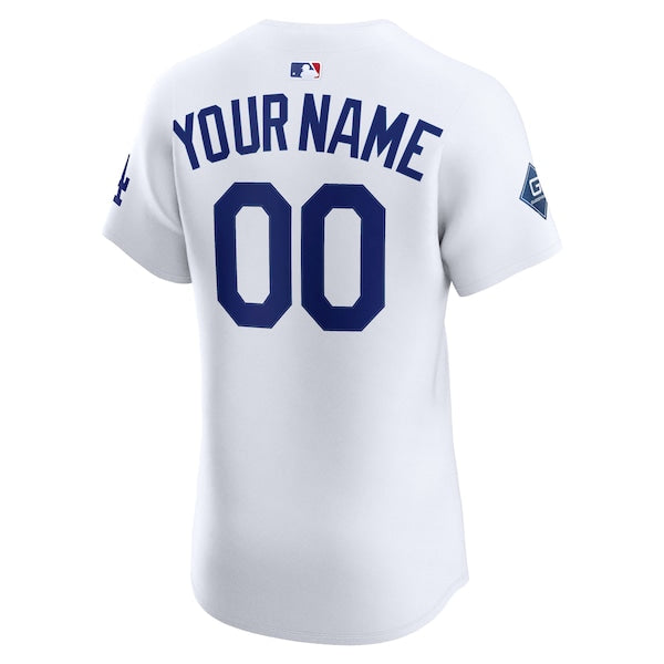 Los Angeles Dodgers Nike Home Elite Sponsor Patch Custom Jersey - White