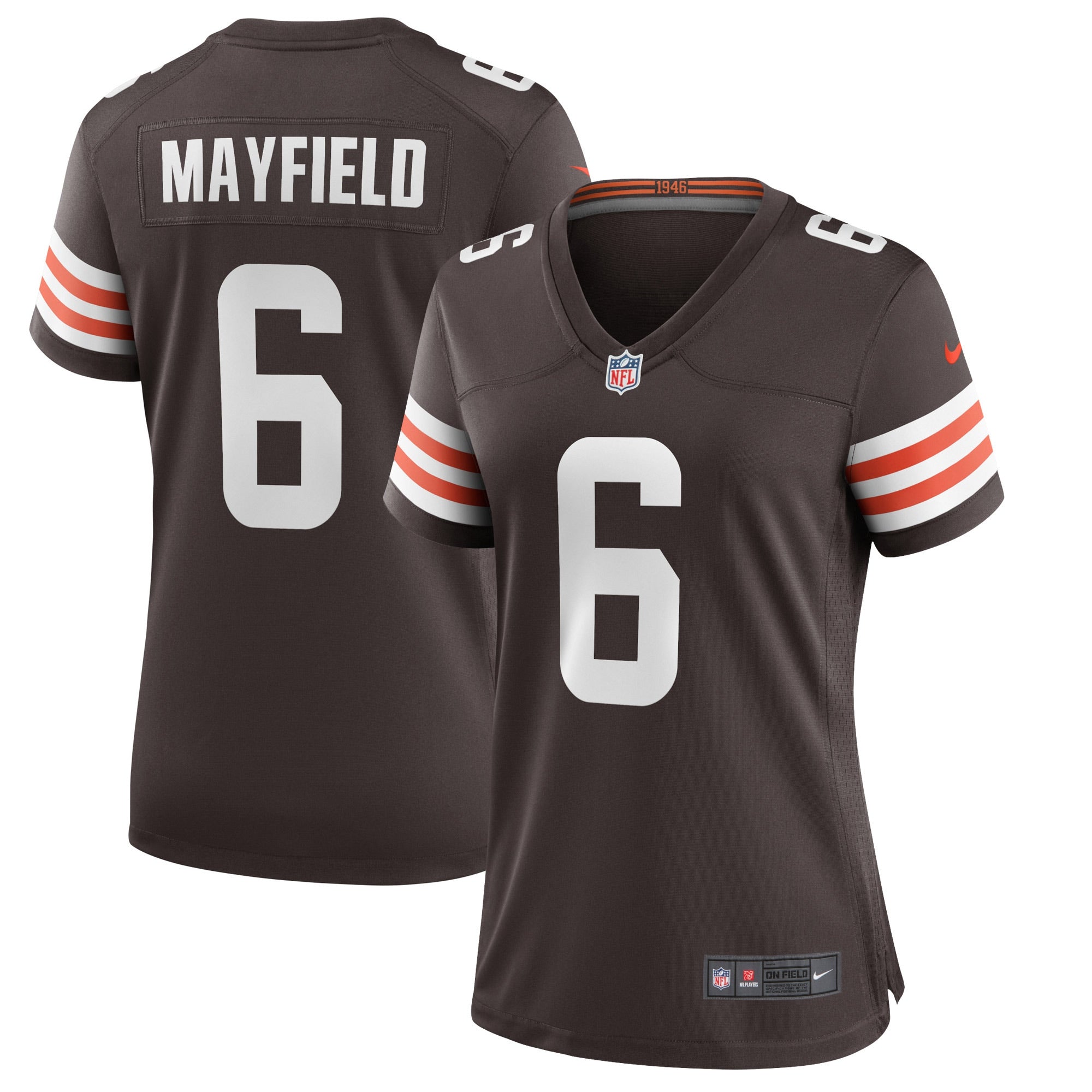 Baker Mayfield Cleveland Browns Nike Women's 1946 Collection Alternate Game Jersey - White/Brown