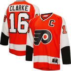Bobby Clarke Philadelphia Flyers Captain Patch 1974/75 Blue Line Player Jersey - Orange