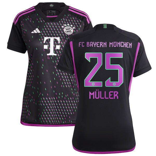 Thomas Müller Bayern Munich adidas Women's 2023/24 Away Replica Player Jersey - Black/White
