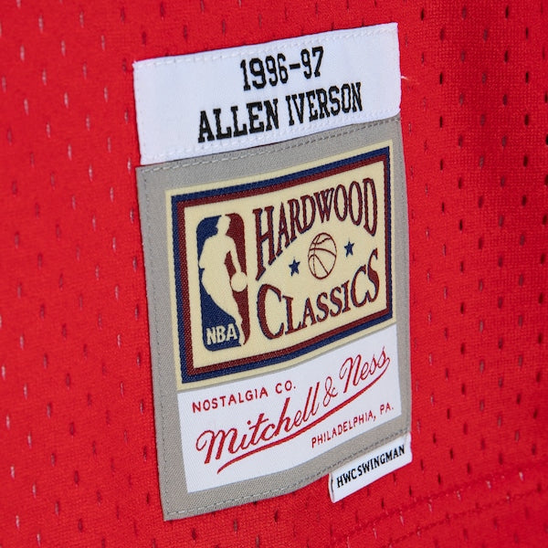 Allen Iverson Philadelphia 76ers 1996/97 Hardwood Classics Fadeaway Swingman Player Jersey - Red/Royal