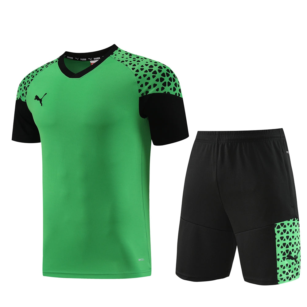 Puma Short Sleeve Training Jersey Set-PD02-Green/Black