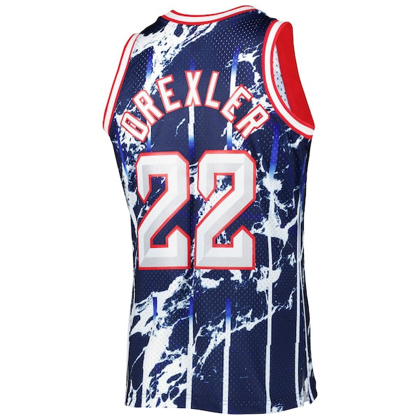 Clyde Drexler Houston Rockets 1996/97 Hardwood Classics Marble Swingman Jersey - Navy