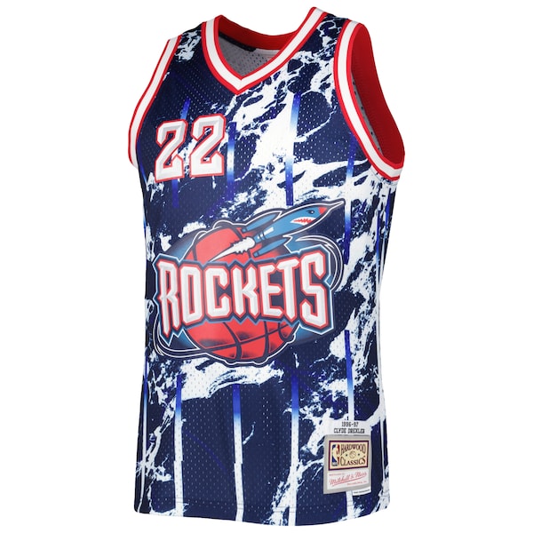 Clyde Drexler Houston Rockets 1996/97 Hardwood Classics Marble Swingman Jersey - Navy