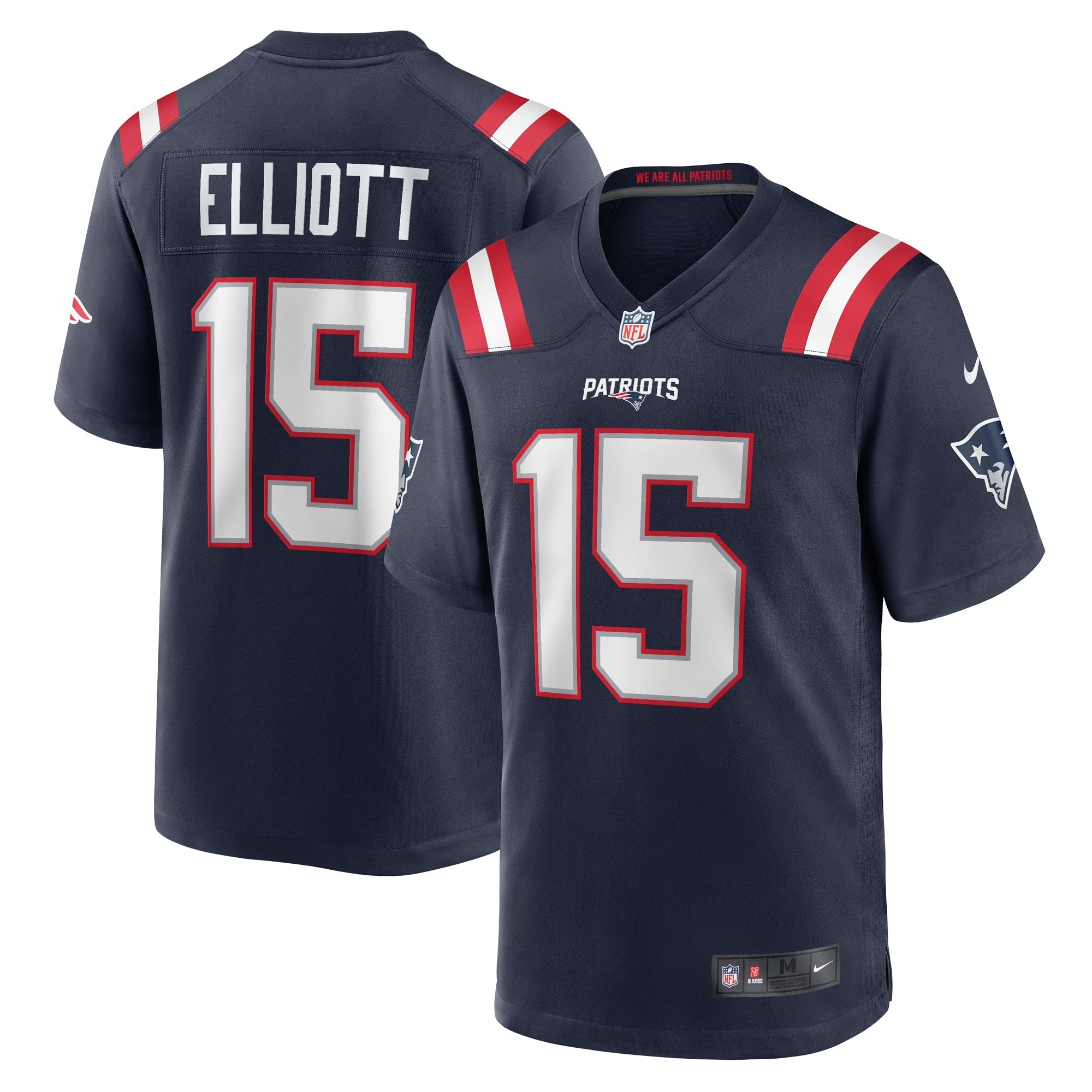 Ezekiel Elliott New England Patriots Nike Game Player Jersey - White/Navy/Red