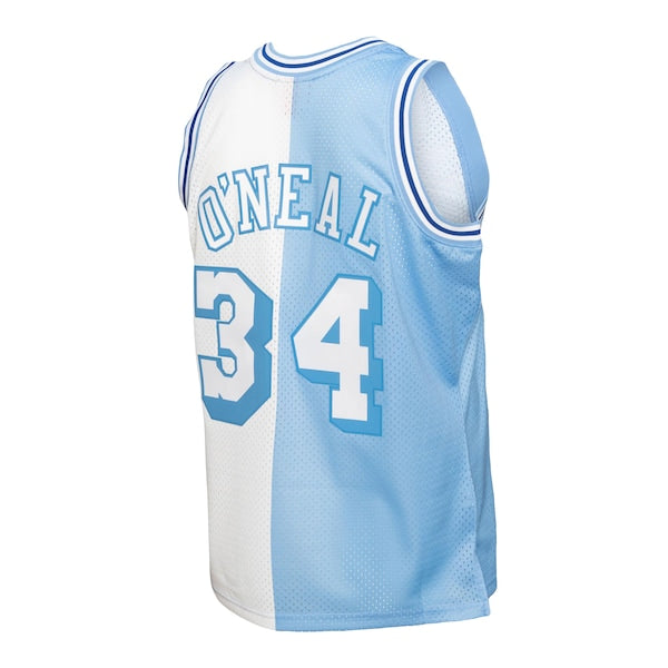 Shaquille O'Neal Los Angeles Lakers Hardwood Classics 1996/97 Split Swingman Jersey - Powder Blue/White