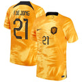 Frenkie de Jong Netherlands National Team Nike Youth 2022/23 Home Breathe Stadium Replica Player Jersey - Orange