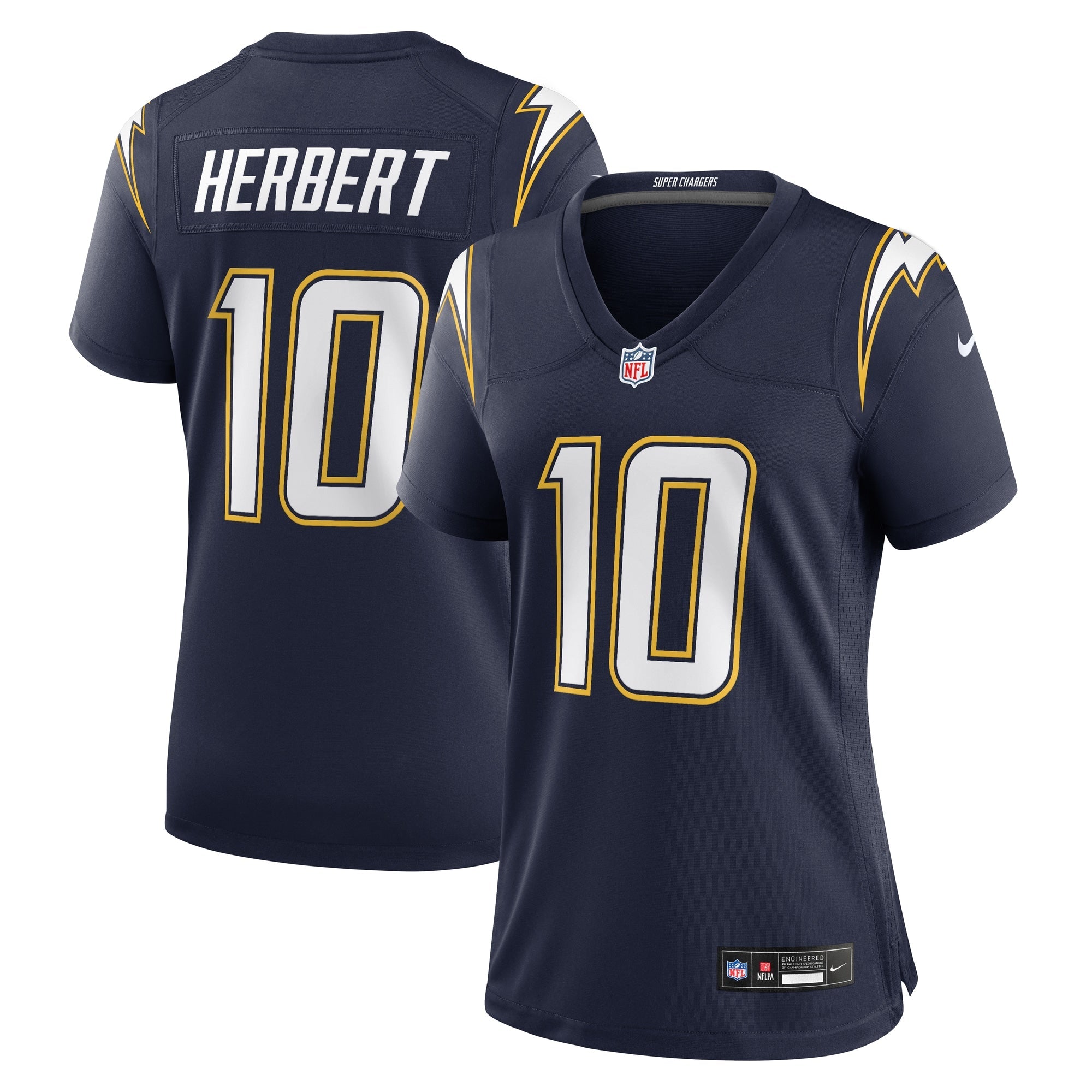 Justin Herbert Los Angeles Chargers Nike Women's Alternate Charger Power Game Jersey - Gold/Navy