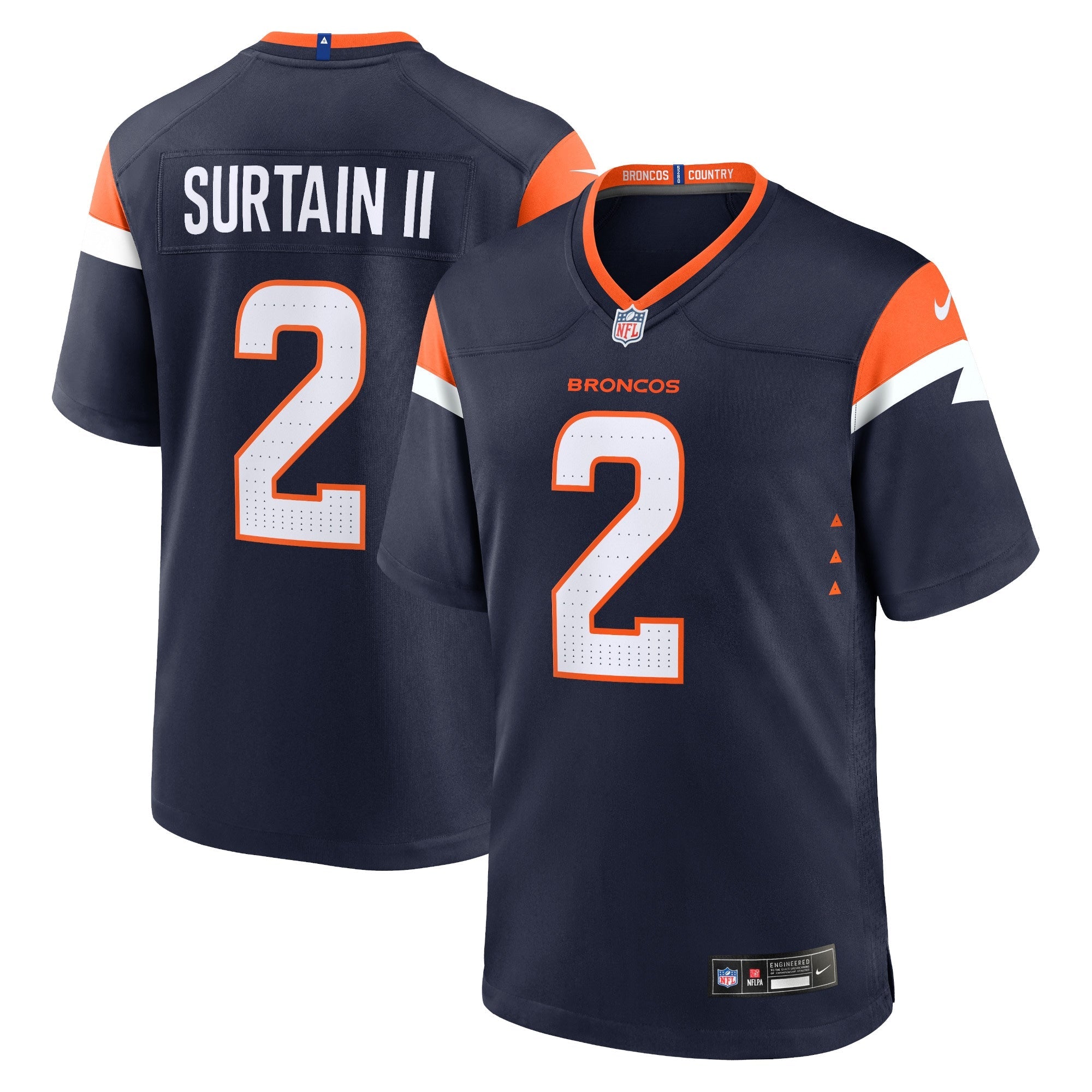 Patrick Surtain II Denver Broncos Nike Game Jersey - Orange/Navy/White