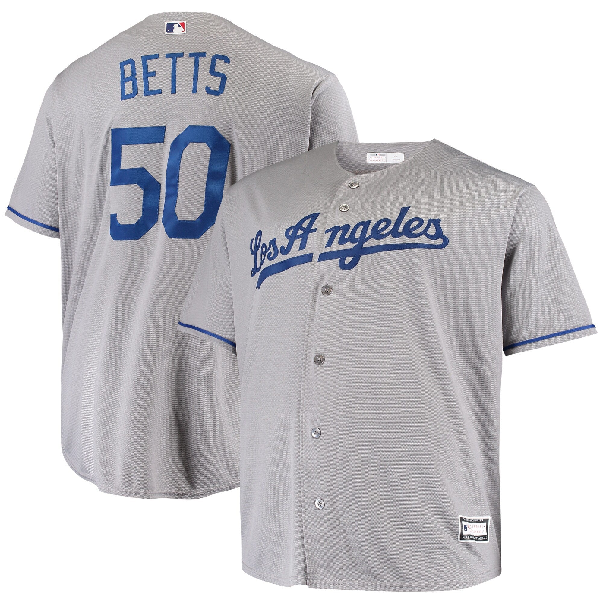Mookie Betts Los Angeles Dodgers Big & Tall Replica Player Jersey - White/Gray/Royal