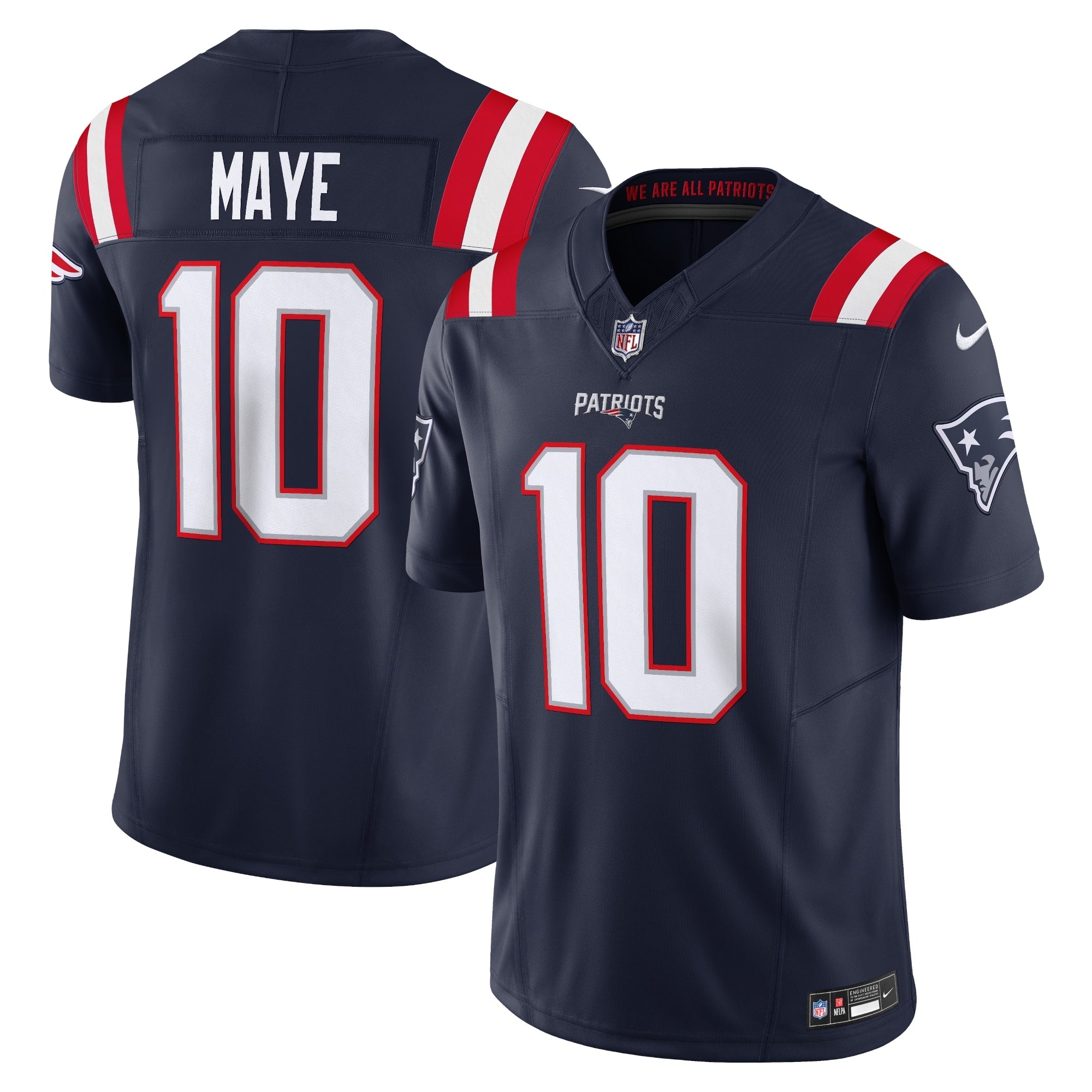 Drake Maye New England Patriots Nike Alternate  Vapor F.U.S.E. Limited Jersey - Red/White/Navy