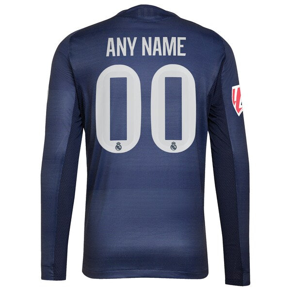 Los Merengues adidas 2025/26 Away Authentic Long Sleeve Custom Jersey - Blue/White