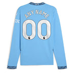 Manchester City Puma 2024/25 Home Replica Long Sleeve Custom Jersey - Light Blue