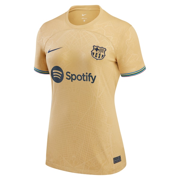 Gavi Barcelona Nike Women's 2022/23 Away Breathe Stadium Replica Player Jersey - Gold