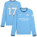 Kevin De Bruyne Manchester City Puma 2024/25 Home Replica Long Sleeve Player Jersey - Light Blue