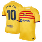 Ansu Fati Barcelona Nike Youth 2022/23 Fourth Breathe Stadium Replica Player Jersey - Yellow