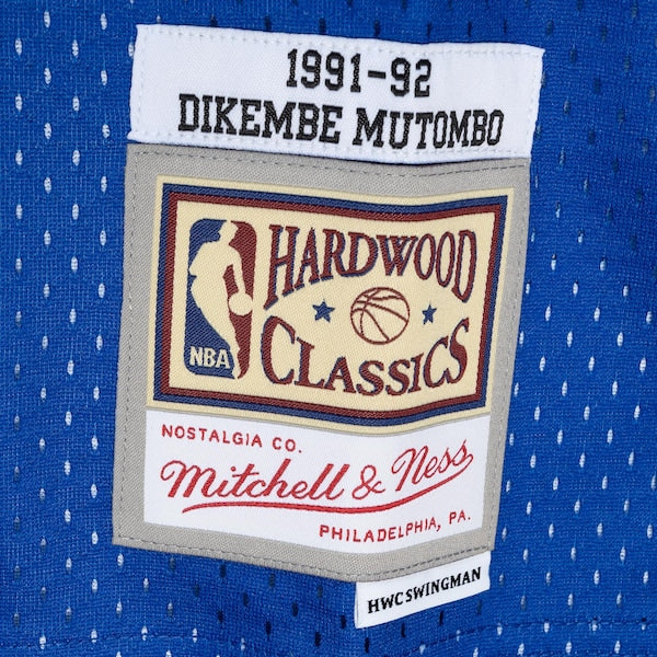 Dikembe Mutombo Denver Nuggets Hardwood Classics 1991/92 Split Swingman Jersey - Royal/Gold
