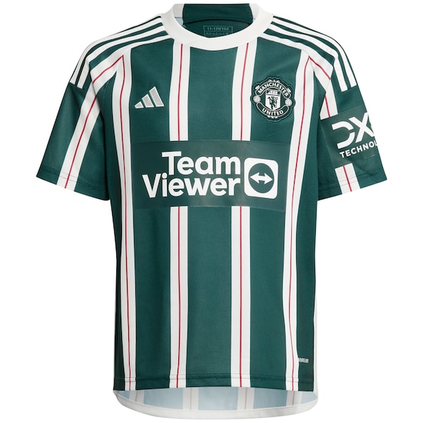 Kobbie Mainoo Manchester United adidas Youth 2023/24 Away Replica Player Jersey - Green/White