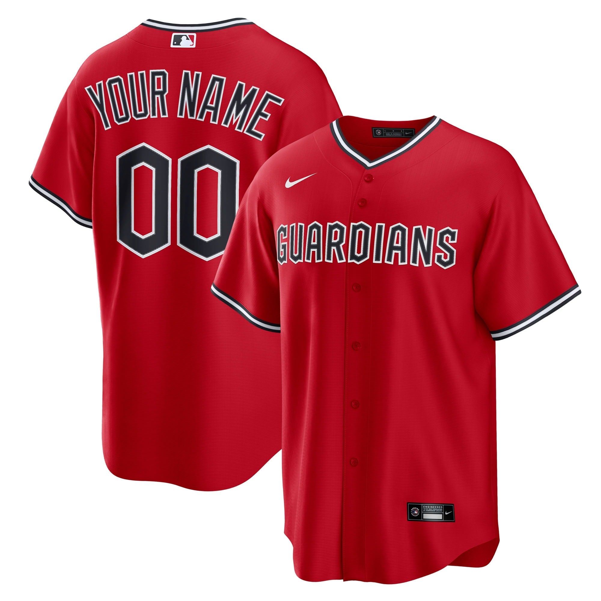 Cleveland Guardians Nike Home Custom Replica Jersey - White/Red