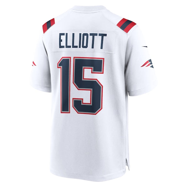 Ezekiel Elliott New England Patriots Nike Game Player Jersey - White/Navy/Red