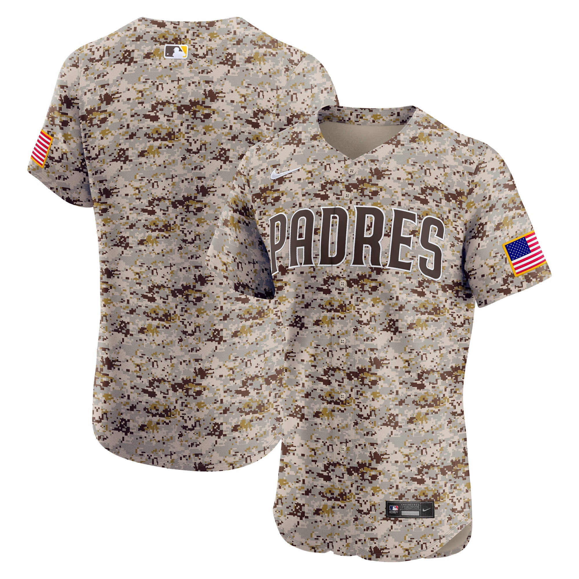 San Diego Padres Nike Alternate Elite Jersey - Brown/Camo/White
