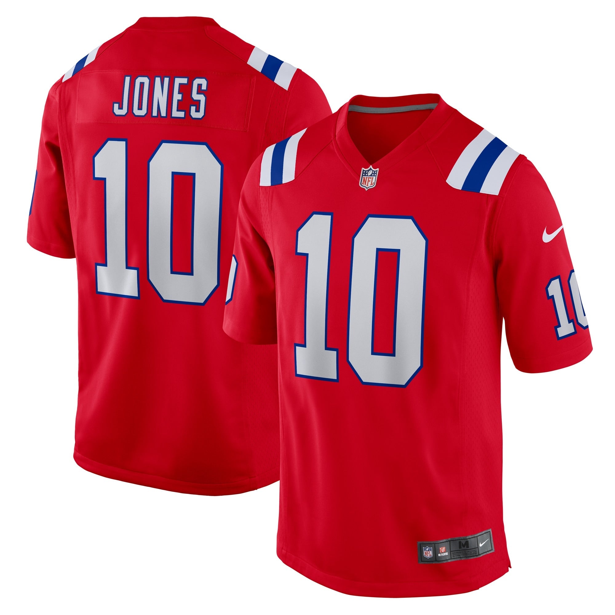 Mac Jones New England Patriots Nike Player Game Jersey - White/Navy/Red