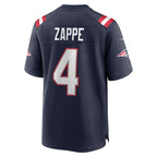 Bailey Zappe New England Patriots Nike Game Player Jersey - Navy/Red/White