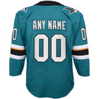 San Jose Sharks Youth 2019/20 Home Premier Custom Jersey - Teal