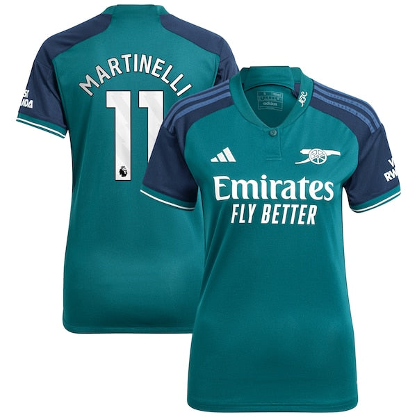 Gabriel Martinelli Arsenal adidas Women's 2023/24 Third Replica Player Jersey - Green/Red/Yellow