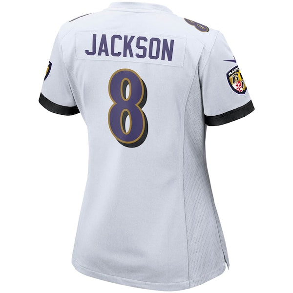 Lamar Jackson Baltimore Ravens Nike Women's Game Jersey - White/Black/Purple
