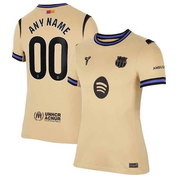 Barcelona Nike Women's 2025/26 Away Stadium Replica Custom Jersey - Gold/Orange