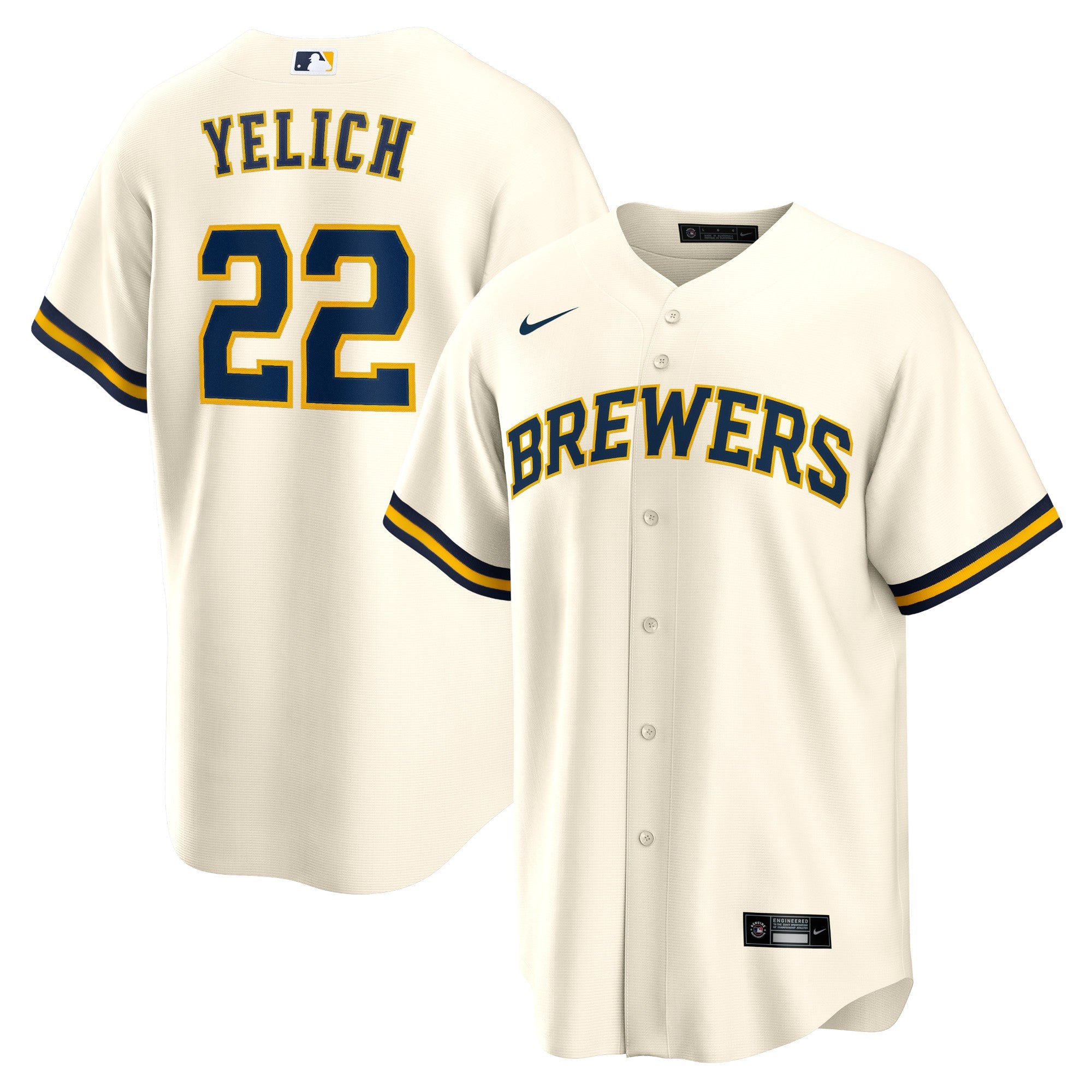 Christian Yelich Milwaukee Brewers Nike Alternate Replica Player Jersey - Gray/Cream/Navy/White