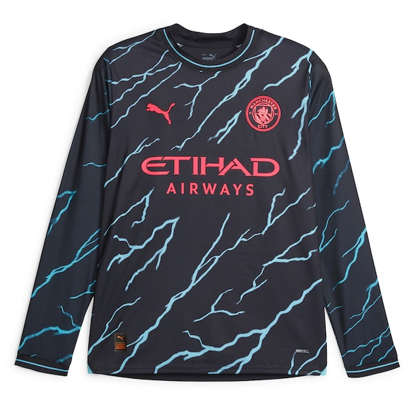 Bernardo Silva Manchester City Puma 2023/24 Third Long Sleeve Replica Player Jersey - Navy
