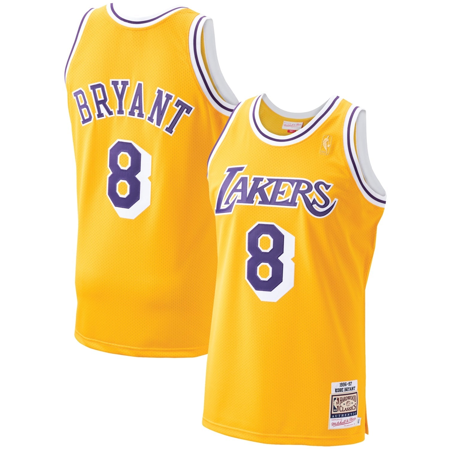 Men's Los Angeles Lakers Kobe Bryant Purple 1996/97 Hardwood Classics Authentic Jersey/Gold/Royal