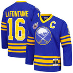 Pat LaFontaine Buffalo Sabres Captain Patch 1992/93 Blue Line Player Jersey - Royal