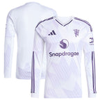Manchester United adidas 2025/26 Away Replica Long Sleeve Jersey - White/Black/Red