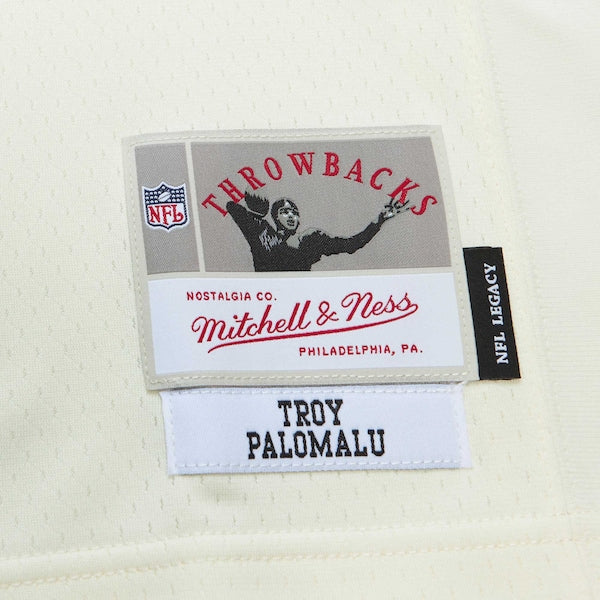 Troy Polamalu Pittsburgh Steelers Chainstitch Legacy Jersey - Cream